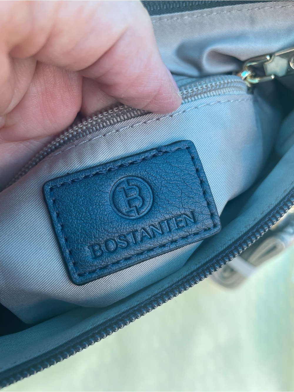 NWT Bostanten Textured Vegan Leather Crossbody Bag Slate Blue Style #BSB10224 - Picture 9 of 13